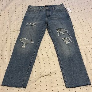 GAP boyfriend style jeans with rips and medium wash. High rise!